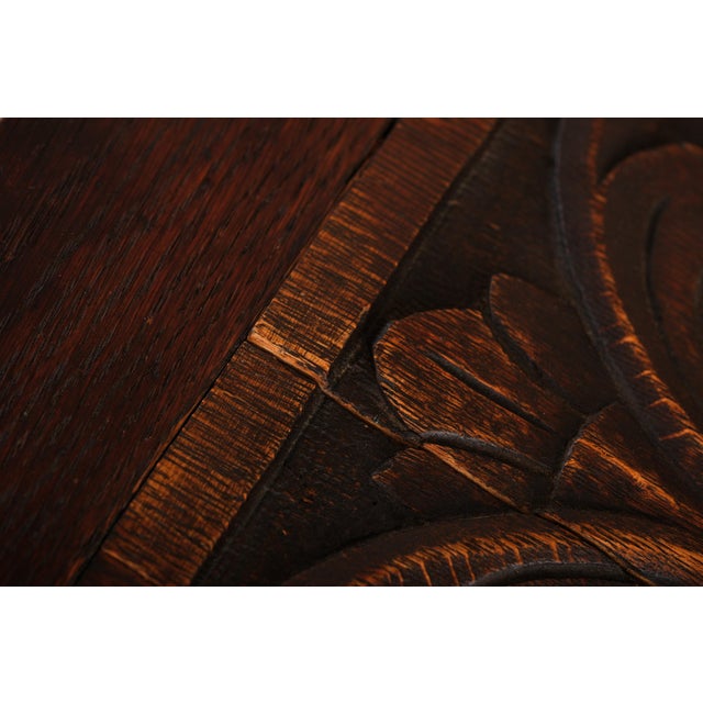 Vintage Jacobean Style Carved Oak Chest For Sale - Image 10 of 16