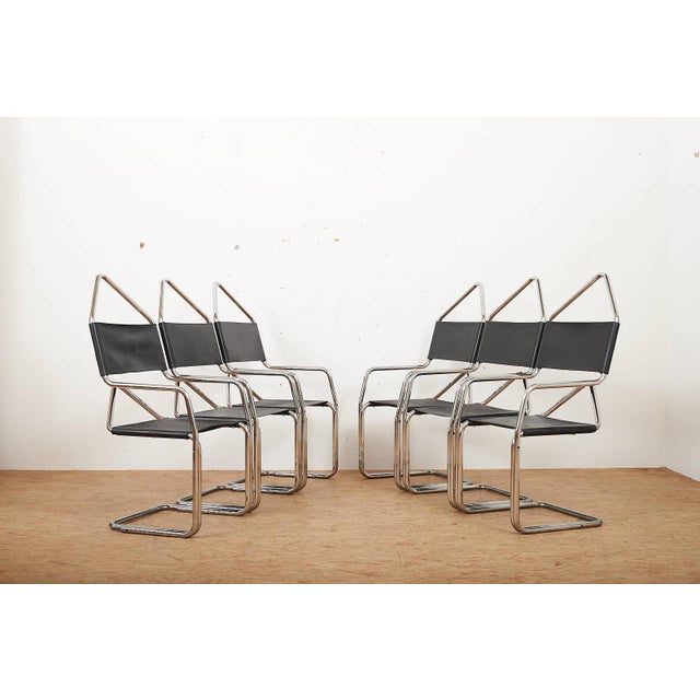 Metal Type 22 the Clamp Cantilever Chair with Chrome-Plated Tubular Steel and Black Leather from Ulysses Müller, 1989 For Sale - Image 7 of 15