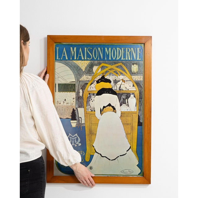 Mid 20th Century France Modern Blue Wood Poster For Sale - Image 12 of 15