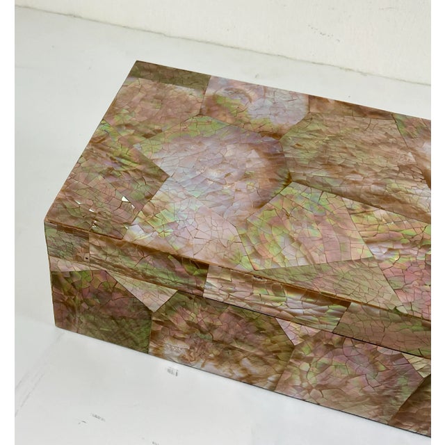 Made Goods Made Goods Modern Large Brown Lip Cracked Shell Box For Sale - Image 4 of 6