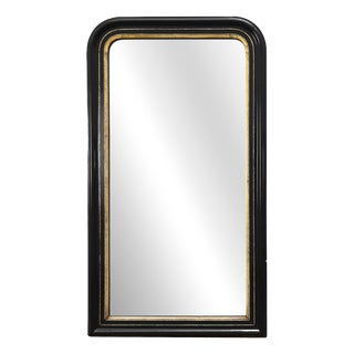 French Louis Philippe Mirror in Black Laquered and Gilted Wood, 1850 For Sale
