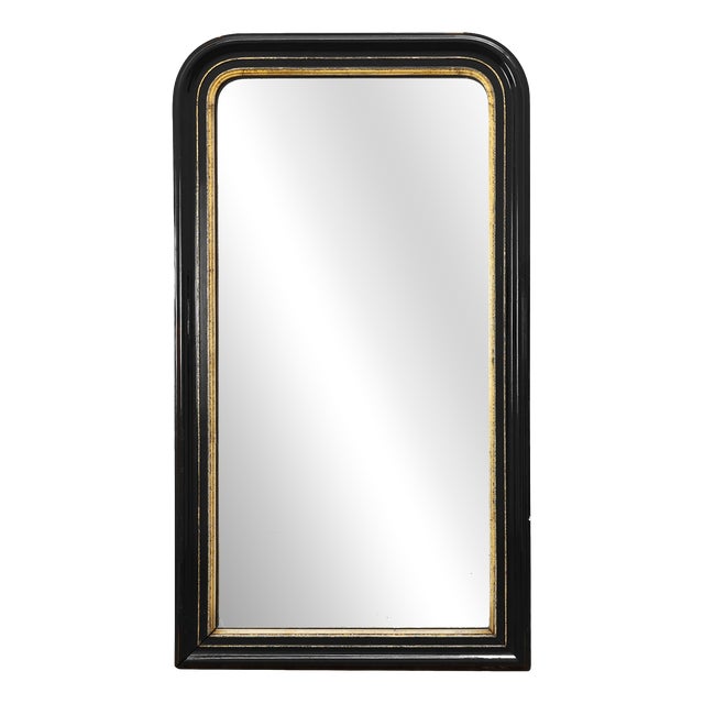 French Louis Philippe Mirror in Black Laquered and Gilted Wood, 1850 For Sale