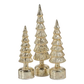 Merrigan Antique Gold Rotating LED Holiday Tabletop Tree, Small For Sale