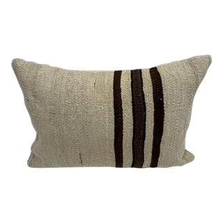 Turkish Hemp Pillow Cushion Natural Beige Brown Pillow Cushion Cover 16" x 24" For Sale