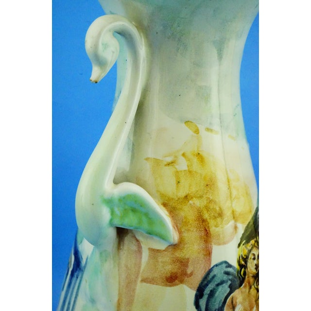 Majolica Ceramic Amphora Vase with Swan Handles by Nicola Ciavardoni Albisola, Italy, 1950s For Sale - Image 17 of 18