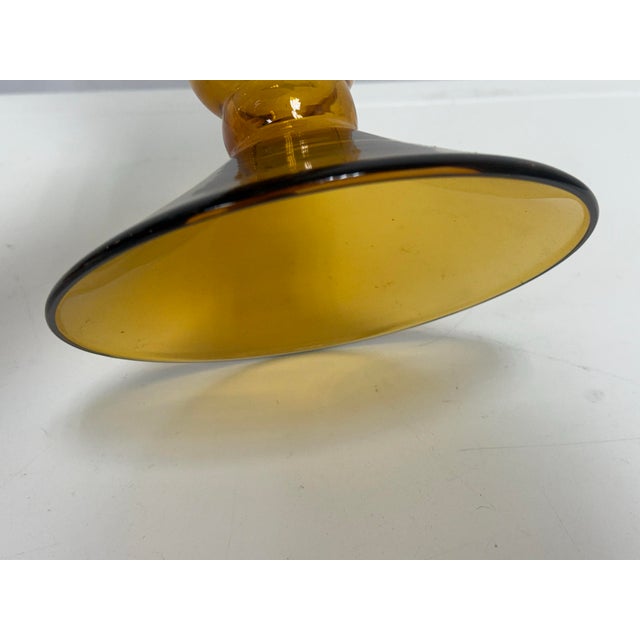 Glass Pedestal Hurricane Candleholders, Pair For Sale - Image 12 of 12