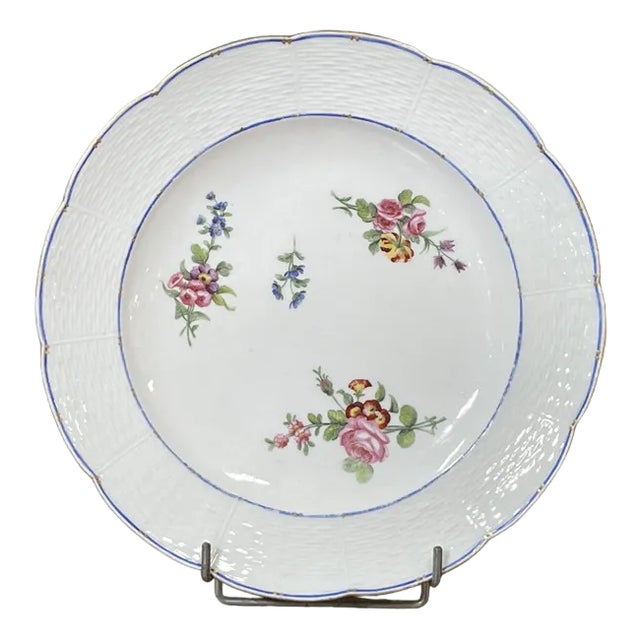 18th Century Porcelain Plate with Polychrome & Flowers from Sèvres For Sale