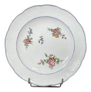 18th Century Porcelain Plate with Polychrome & Flowers from Sèvres