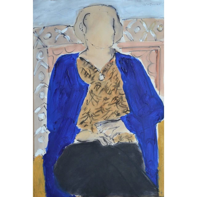 John Emanuel 'Sarah Jane In Blue' Contemporary Mixed Media Figurative painting by John Emanuel 2015 For Sale
