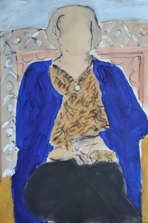 John Emanuel 'Sarah Jane In Blue' Contemporary Mixed Media Figurative painting by John Emanuel 2015