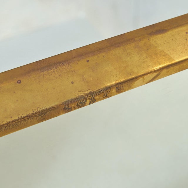 French Mirror + Brass Square Coffee Table, 1970s For Sale - Image 9 of 11