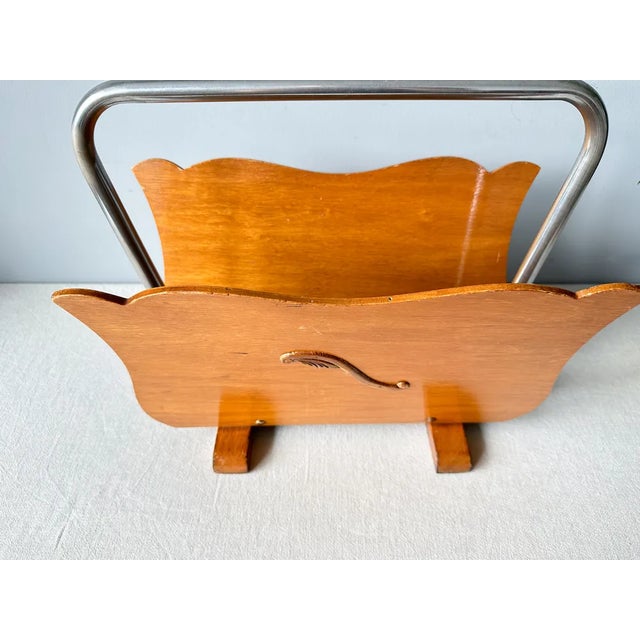 Brown Mid -Century Wooden Magazine Rack For Sale - Image 8 of 12