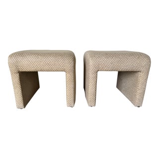 Postmodern Directional Upholstered Low Stools - a Pair For Sale