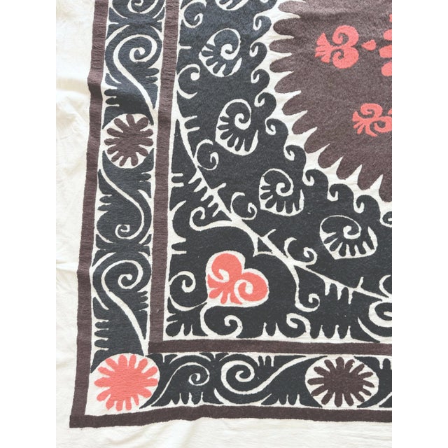 Decorative Vintage Suzani Tablecloth From Uzbek For Sale - Image 4 of 8