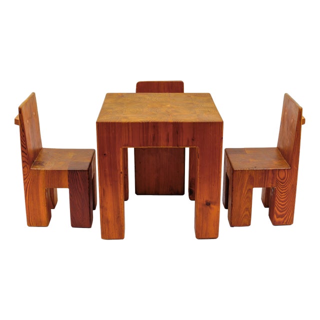 Vintage Scandinavian Children's Dinner Set in Pine, 1960s, Set of 5 For Sale