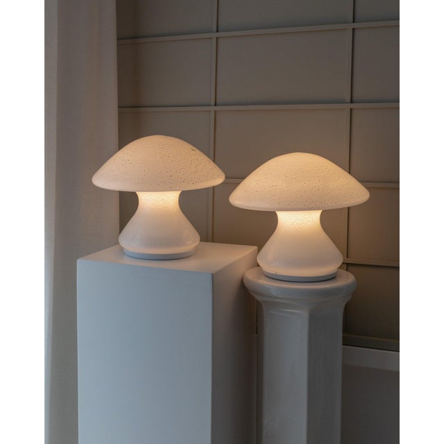 Mushroom Table Lamps with Silver Details, 1970s, Set of 2 For Sale - Image 3 of 11