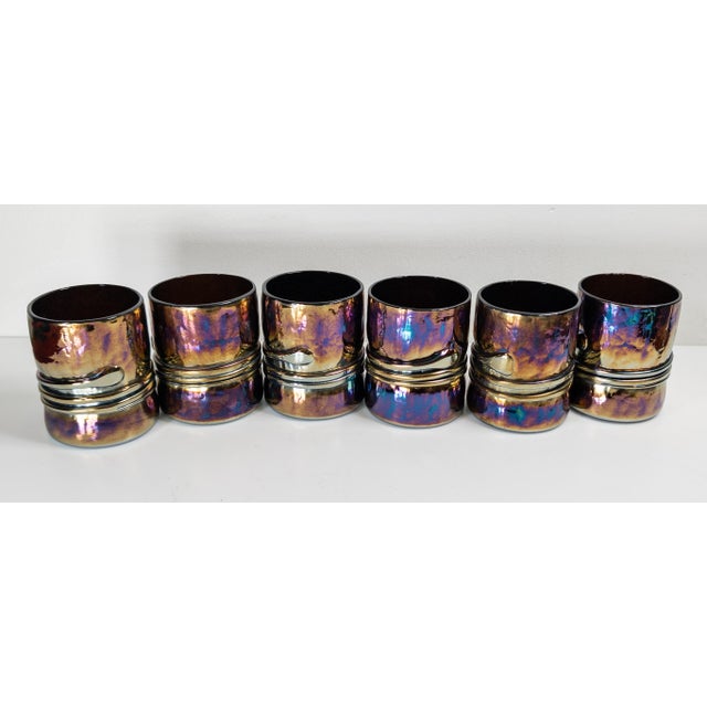 Mid-Century Modern 1980's Mid-Century Modern Set of 6 Iridescent Art Glass Tumbler Glasses by Esteban Prieto For Sale - Image 3 of 16