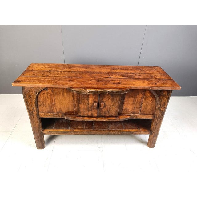 Vintage solid wooden cabinet made in Finland. This rustic cabinet is very sturdy and has two very cute doors. The rough...