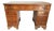 Antique Twin Pedestal Desk in Dark Yew Wood and Leather Top, 1980 For Sale