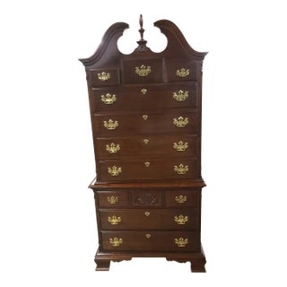 Pennsylvania House Chippendale Cherry Chest on Chest Bonnet Top Dresser For Sale