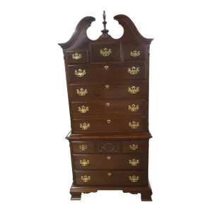 Pennsylvania House Chippendale Cherry Chest on Chest Bonnet Top Dresser