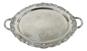 Vintage Reed & Barton 1955 Victorian Silver Plated Oval Bar Serving Platter Tray
