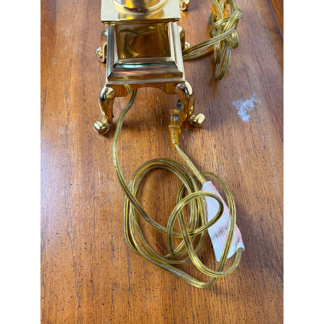 Mid 20th Century Tall Brass Footed Lamps - a Pair For Sale - Image 11 of 13