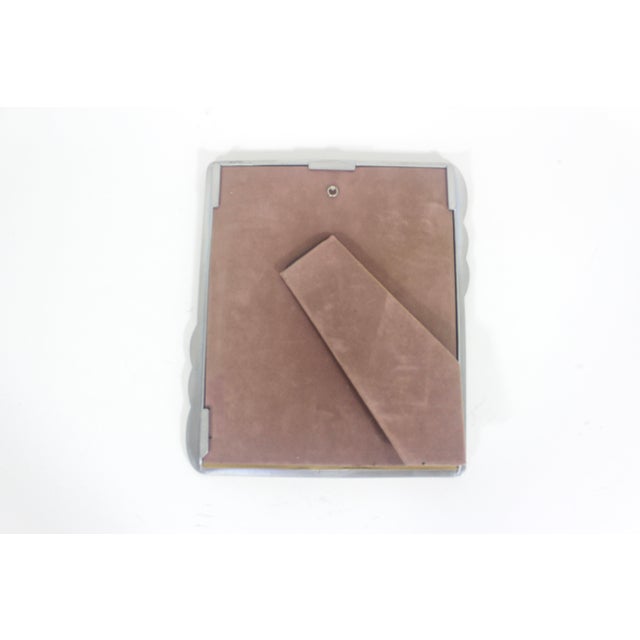 1980s Art Nouveau Style 8x10 Rectangular Horizontal Vertical Pewter Picture Frame Seagull Canada Floral, Velvet Easel, Table Top Photograph For Sale - Image 5 of 8