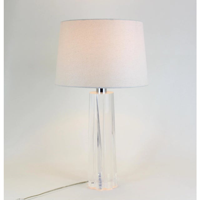 Textile 1970's Mid-Century Lucite Table Lamp For Sale - Image 7 of 7