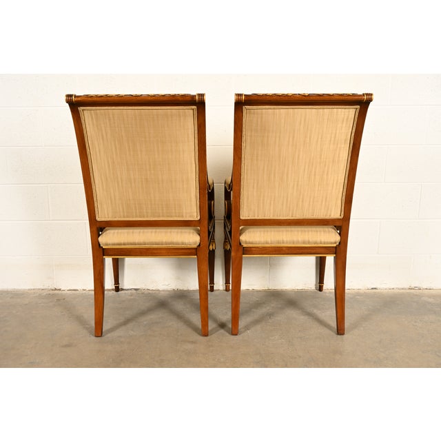 Karges French Regency Louis XVI Carved Walnut and Gold Gilt Dining Chairs | Set of Eight For Sale - Image 13 of 16