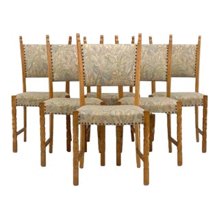 Mid 20th Century Danish Mid Century Carved Wood Dining Chairs- Set of 6 For Sale