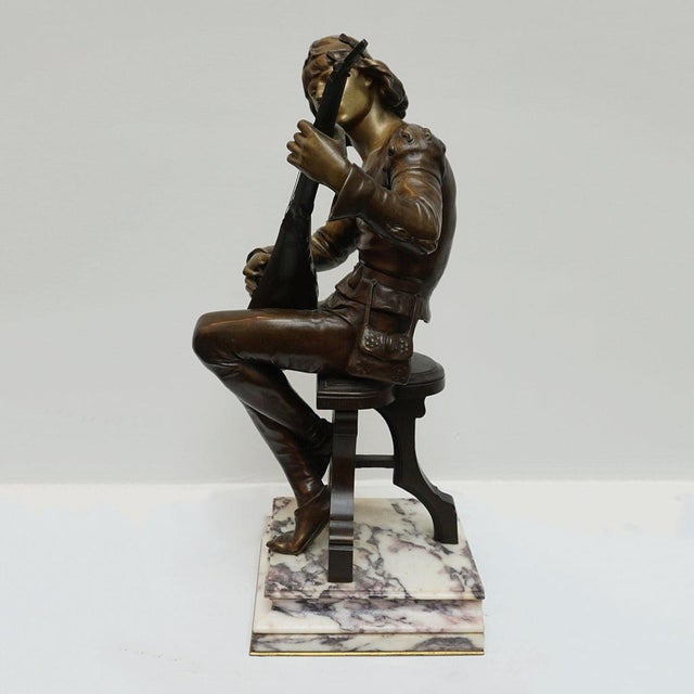 Oysel, Le Troubadour Sculpture, Late 19th Century, Bronze For Sale - Image 6 of 15