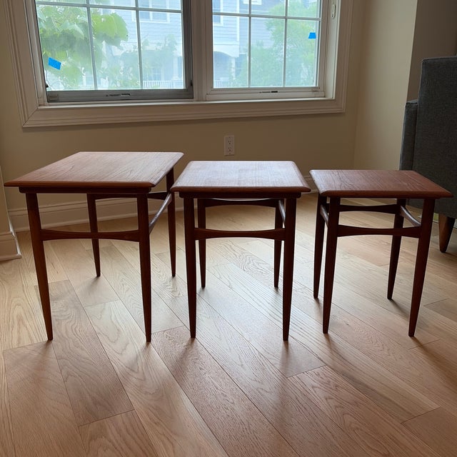 1960s Danish Teak Nesting Tables – Set of 3, Imported For Sale - Image 10 of 12
