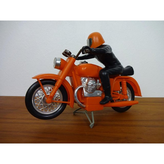 Black Large Vintage Orange Plastic Motorcycle, 1970s For Sale - Image 8 of 14
