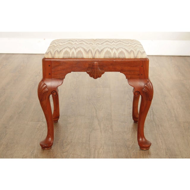 Mid-Century Modern Custom Crafted Queen Anne Style Carved Walnut Stools - A Pair For Sale - Image 3 of 12