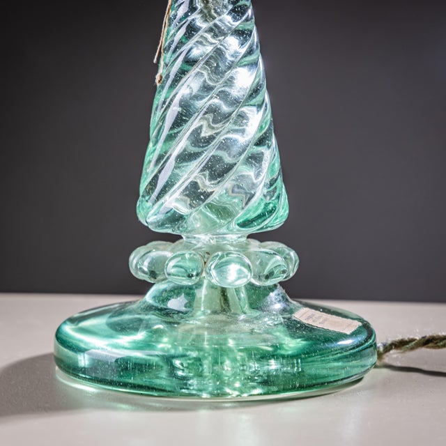 Glass Pair of Small Table Lamps with Glass Base by Seguso Vetri d’Arte, Italy 1940s For Sale - Image 7 of 18