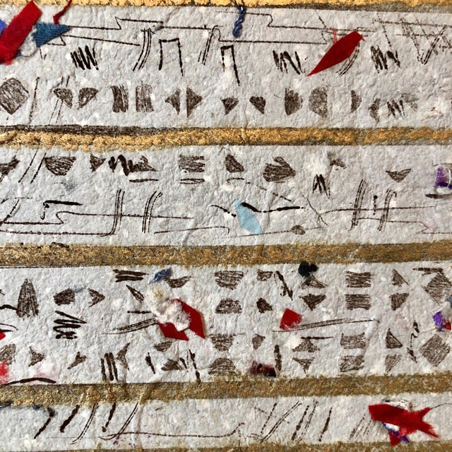 1980s Pat Hammerman, Unique Mixed Media on Handmade Paper with Gold Leaf Modernist Edition, c.1980's For Sale - Image 5 of 9