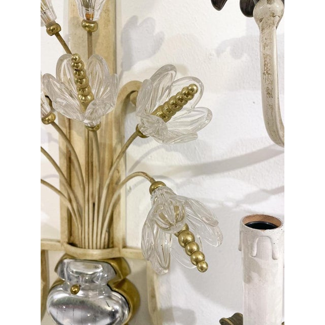 Metal Silver, Wrought Iron and Glass Wall Lights attributed to Banci, Italy, 1940s, Set of 2 For Sale - Image 7 of 8