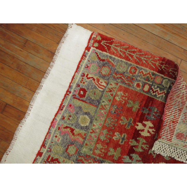Art Deco Vintage Zabihi Collection Red Turkish Anatolian Rug - 2'9" x 3'8" For Sale - Image 3 of 5