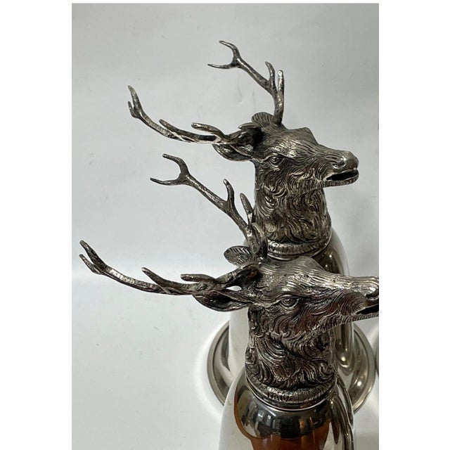 1970s 1970's Gucci Stag Silver-Plated Large Stirrup Cup Goblets - Set of 2 For Sale - Image 5 of 8