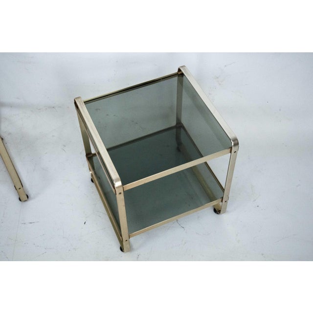 Nesting Side Tables in Gilded Aluminum and Glass, Italy, 1970s, Set of 3 For Sale - Image 6 of 13