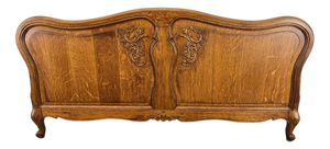Vintage French Style Carved Oak Double Bed Footboard