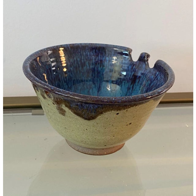 Mid-Century Modern Vintage Hand-Made Bowl With Chopstick Holder - Signed For Sale - Image 3 of 8