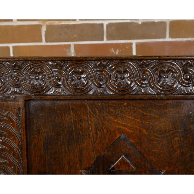English English George III Period Early 18th Century Oak Armchair with Carved Back For Sale - Image 3 of 12