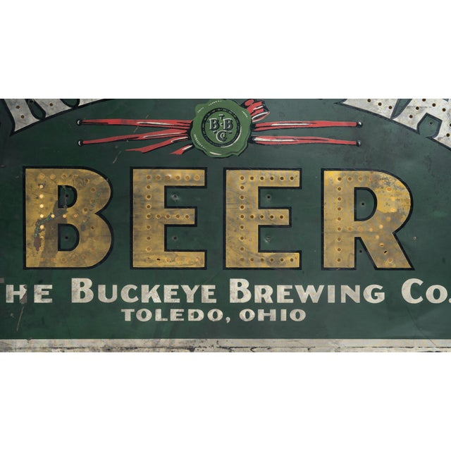 Industrial Rare Pre-Prohibition Green Seal Beer Lighted Tin Sign For Sale - Image 3 of 9