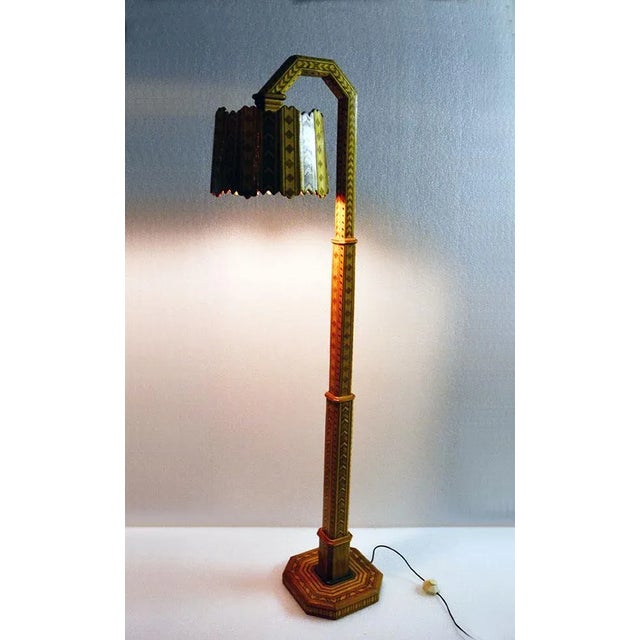 Mid-Century Modern Mid-Century Hand-Crafted Inlaid Wood Floor Lamp, 1950s For Sale - Image 3 of 8