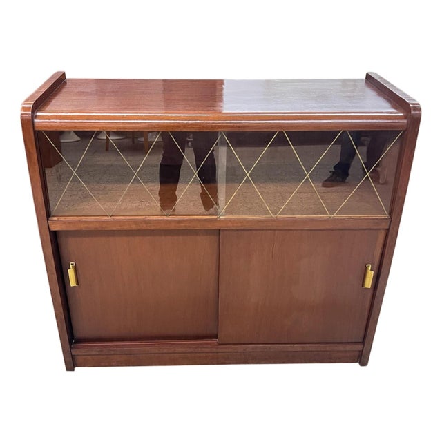 Mid-Century Walnut Display Bar or Media Cabinet, Germany, 1950 For Sale - Image 11 of 11
