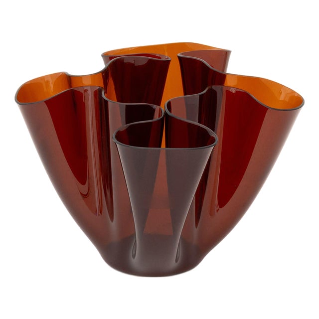 Fontana Arte Amber Art Glass Cartoccio Vase For Sale