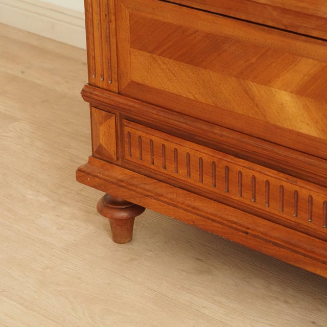 Metal Louis XVI Chest of Drawers in Walnut with Marble Top, 1880s For Sale - Image 7 of 18