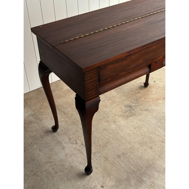 Antique Mahogany Lift-Top Writing Desk Console Table For Sale - Image 14 of 15